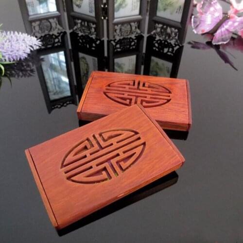 Natural Solid Wood Card Case Business Card Holder Rosewood Senior Cardcase Wooden Home Office Storage ZA6811