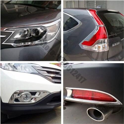 For Honda CR-V CRV 2012-2014 Car styling ABS Chrome Front+Rear headlight Lamp Cover Front fog lamp cover trim