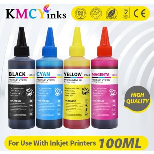 KMCYinks Printer dye Refill Ink For HP Deskjet 1110 1111 1112 2130 2132 2134 Inkjet Printer for CISS ink cartridge 100ml 4 color