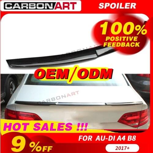 Black Carbon Fiber Rear Boot Spoiler Wing Trunk Spoiler Wing M4 Style for Auddi A4 A4L B8 B8.5 B9 2009+ A4 auto parts 2010