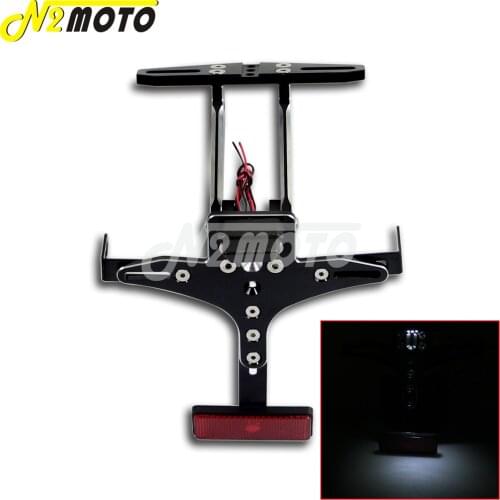 Motorcycle Rear License Plate Holder Number Plate Bracket for Kawasaki Suzuki Yamaha Honda Rear Fender Eliminator Red Reflector