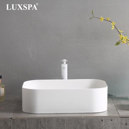 European Design Thin Edge Artificial Stone Basin Resin Stone Basin Matt White Solid Surface Basin