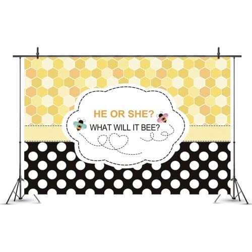 Birthday Party Backdrop Baby Shower Honey Bee Photography Background Photo Booth Studio Decor
