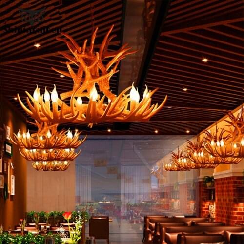 French LED Chandelier Lighting American LOFT Kitchen home Decor Hanging Lamp Resin Wooden Luxury Bedroom Stair Chandelier Lustre