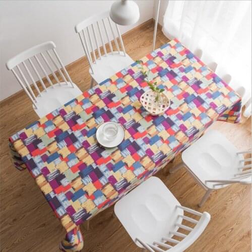 Plaid cotton linen cloth art desk cloth leaf text art small fresh abstract rectangle home coffee table table cloth cover cloth