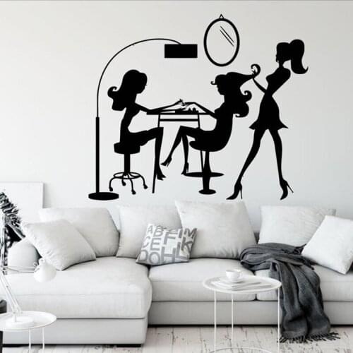 Beauty wall decor Nail Salon Wall Sticker Manicure Hair Nails Eye Lashes Wall decal Women Girl Room Decor Vinyl Art Decals C631