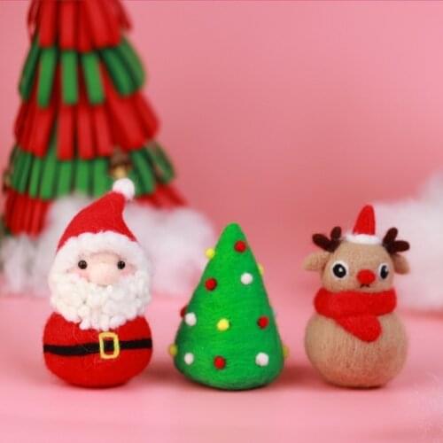 Christmas Wool Felting Kit Santa Needle Felting Kit Christmas Deer Felting Wool Set Snowman Felt Gift Craft Kits English Manual