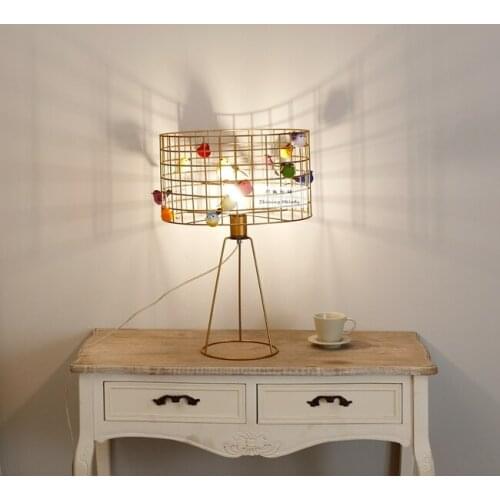 Nordic post-modern minimalist table lamp creative personality design handmade bird cage childrens lamp bedside lamp