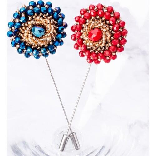 2021 New Flower Pattern Brooches Acrylic Bead Lapel Pin Men Women Romantic Wedding Party Corsage Boutonniere