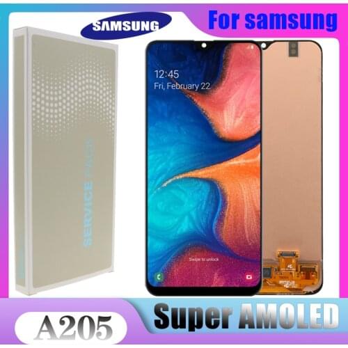 Original Super AMOLED 6.4'' A20 LCD For SAMSUNG Galaxy For Samsung A20 A205 SM-A205F Display Touch Screen Digitizer Replacement