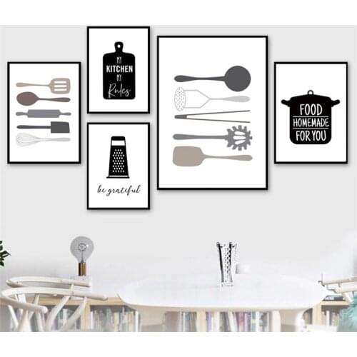 Scandinavian Printed Posters Kitchenware Eat Good Food Wine Canvas Oil Painting Wall Art Restaurant Kitchen Minimalist Decor