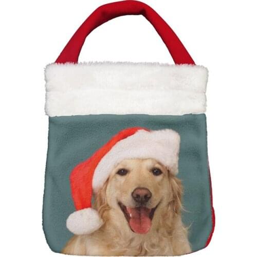 Christmas Home Present Bag Christmas Dog Pattern Xmas Kids Party Candies Bag Mini Present Packing Bag with Handles Kids Gift Bag