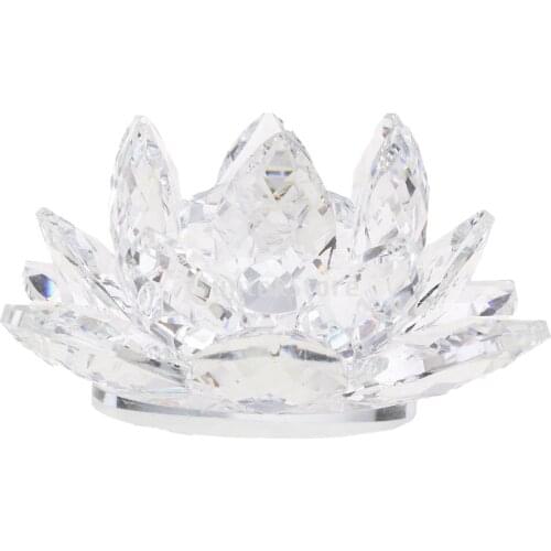 Crystal Glass Figurine Collectibles Lotus Flower Model Wedding Centerpieces