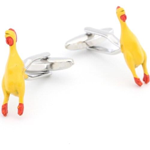 Animal Series Screaming Chicken Cufflinks French Shirts Yellow Chickens Cuff Links Personality Mens and Womens Jewelry Gifts