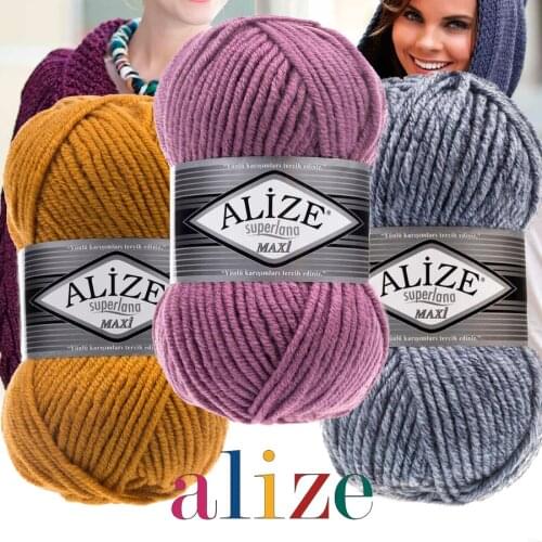 Wool Knitted Thick Yarn 100 Meters(100gr) -56 Color-Hand Knitting Yarn Ball Scarf-Alize Superlana Maxi-Blanket - Winter - Warm - Baby - Scarfs - Cardigan - Beret - Dress - DIY Made In Turkey