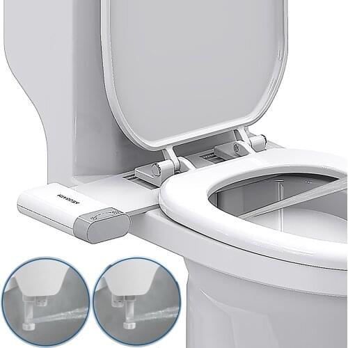 Easy Installation Toilet Seats Bidet Non-Electric Bidet Attachment Self-Cleaning Dual Nozzle Toilet Sprayer Muslim Shower