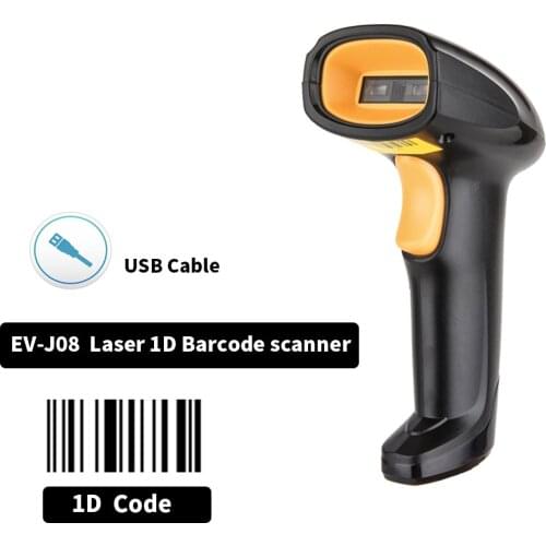 1D Laser Wired Barcode Scanner USB/RS232/PS2 Supermarket Goods Scan Gun Handeld Scanning Code Gun EVAWGIB