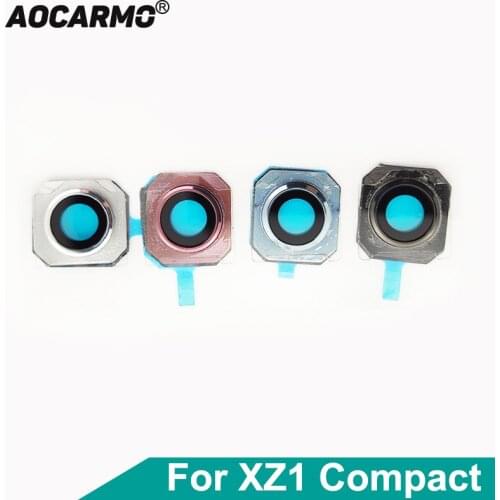 Aocarmo Back Lens Rear Camera Len Glass With Ring Frame Adhesive Sticker For Sony Xperia XZ1 Compact XZ1mini XZ1C G8441 G8442