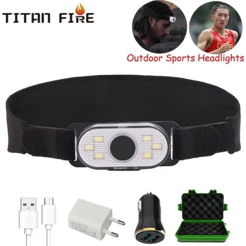 T20 LED Headband Light Sports Headlamp Rechargeable Built in battery Torch Hat light Flashlight Waterproof Lightweight Headlight