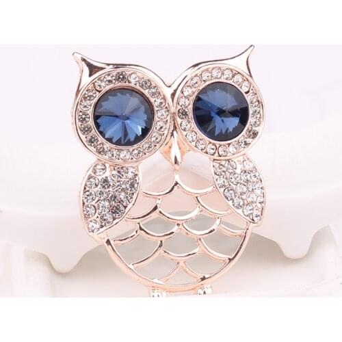TODOX Color Crystal Owl Blue Eye Australia Crystal cartoon Brooch Rhinestone Pins Apparel Clothing Dress Jewelry accessory