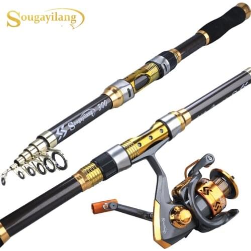 Sougayilang 2.1M 2.4M 2.7M 3.0M Spinning Fishing Rod Ultralight Carbon Fiber Portable Telescopic Fishing Pole for Trout Carp