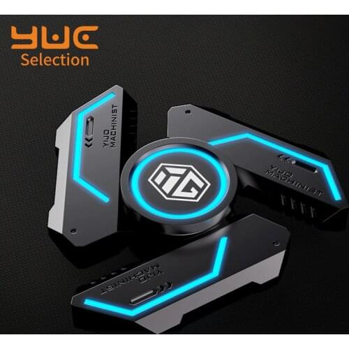 YUC Glow Spinner LED Light Fidget Spinner Silent Bearing Hand Top Spinners Copper Adult Glowing Stress Relief Toys For Kids