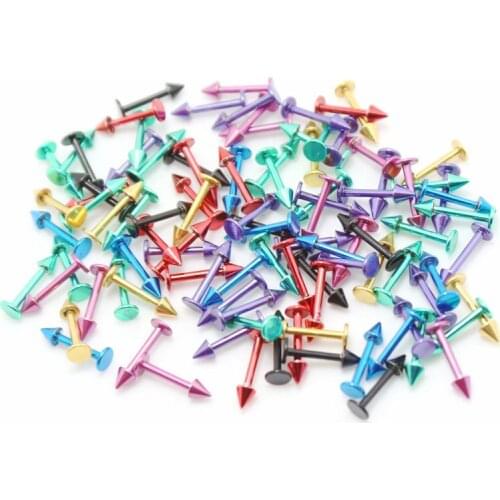 Wholesale mix lot 100pcs mix color lip ring jewelry with cone/spike stainless steel labret piercing body jewelry