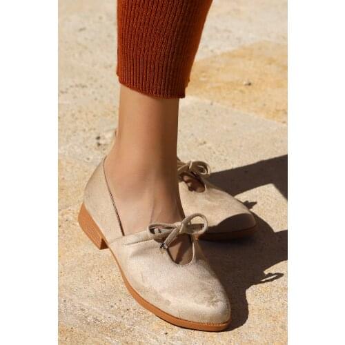 Ayakland 8328-101 Suede Daily Anatomical Women Casual Ballerina Shoes