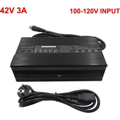 42V 3A Li-ion Charger Input 110V for 36 Volt 10S Lithium Electric Bike Bicycle Scooter Battery Pack Charge XT60 RCA DC