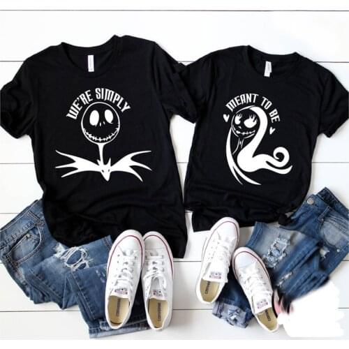 Women Halloween Couples T Shirt We're Simply Meant To Be Uniex Nightmare Before Christmas Tee Shirt Jack and Sally T-Shirts