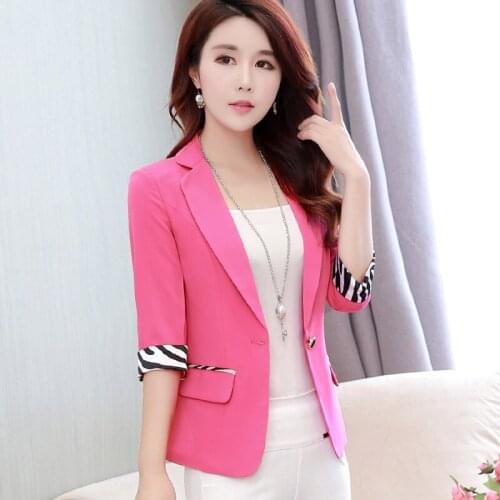 Fashion Blazer Women Suits Outerwear 2019 Spring Autumn Seven-quarter Sleeve Ladies Blazers Short Suit Coat Plus Size RE2517