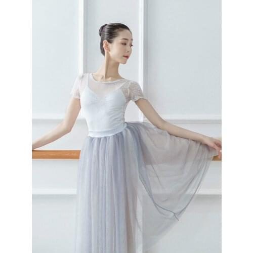 Women Female Ballet Dance Dress ballerina gymnastic dress Adult Ballet Asymmetric Chiffon Contemporary Dance Performance Dress