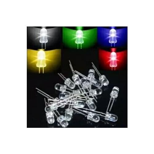 100pcs/pack 5mm LED diode sorting kit water transparent red green blue yellow white color bulb lamp kit