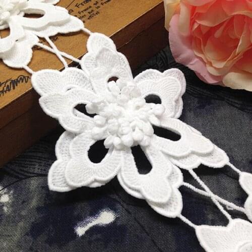 15yards White Flower Embroidered Lace Trim Applique DIY Handmade Sewing Craft For Wedding Dress Trimming Decoration Accessories