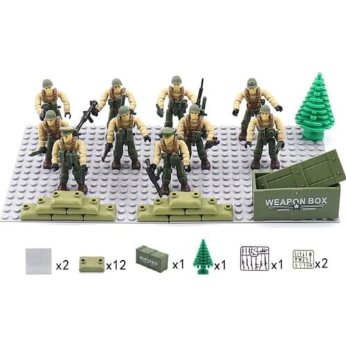 World War 2 WW2 Army Military Soldier City Police SWAT American Soldier Army With Bottom Plate Building Blocks Bricks Kids Toys