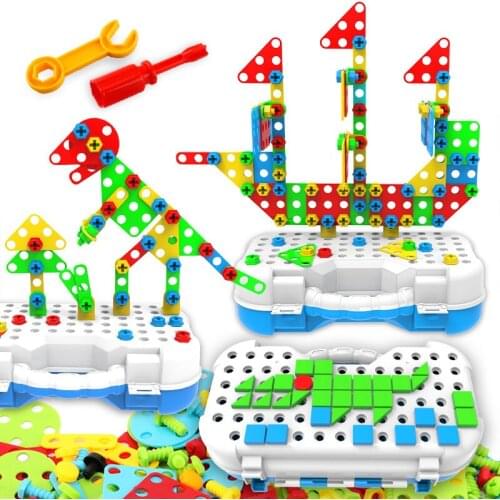 3D Creative Drill Jigsaw Storage Box Puzzle Building Blocks Colorful DIY Manual Drill Set Bricks Educational Toys For Children