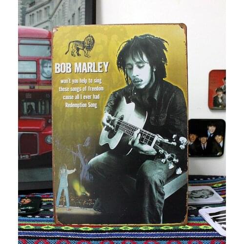 50pcs/lot Metal Sign shabby chic Bob Marley Singer Guitarist Wailer Retro Metal Tin Signs Decor Wall Poster A-64