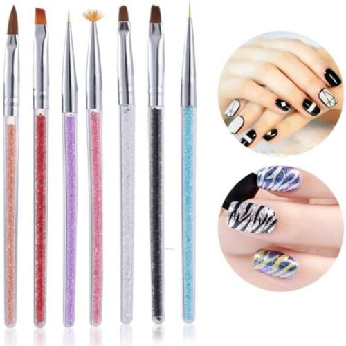 7pcs Nail Art Brush UV Gel Polish Nails Tips Dotting Lines Painting Pen set 3D Manicure Powder Shading Brush