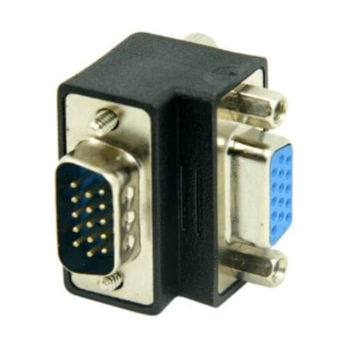 10pcs/Lot 90 Degree Down Right Angled VGA SVGA Male To VGA 15Pin Female Monitor converter Adapter for PC Laptop TV