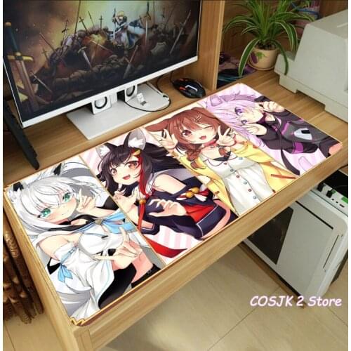 Anime Hololive VTuber Inugami Korone Ookami Mio Mouse Pad Thicken Laptop Gaming Mice Mat Table Keyboard Mat Playmat Xmas Gift
