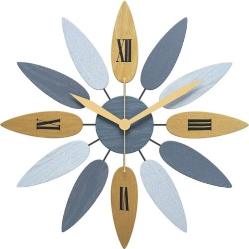 Large Modern Wall Clock 20 Inch Art Wall Clock, Leaf Shape Silent Quartz Movement Wall Clock for Decorating Living Room