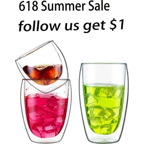 80/250ML Water Bottle Coffee Cup Heat-resistant Double Wall Glass Cup Beer Handmade Beer Mug Tea Whiskey Glass Cups