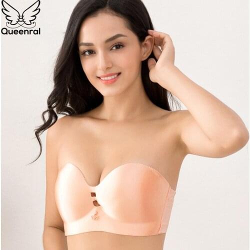 Queenral Plus Size Push up Bra Sexy Underwear Ultra-thin Lingeries Womens Gather Detachable shoulder strap Bra Large Size