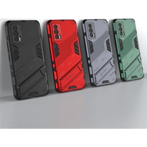 100Pcs/Lot Rugged Armor Hidden Kickstand Back Phone Case For VIVO X60 Pro Plus Y51 2020 YD Y51A IQOO 7 Neo 5 Z3 Y75 Cover Coque