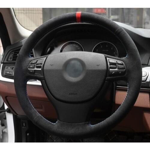 Black Alcantara Car Steering Wheel Cover for BMW F10 F07 (GT) 2009-2017 F11 (Touring) 2010-2017 F01 F02 2008-2015