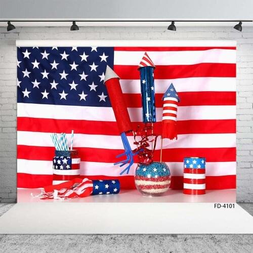 Independence Day Photo Backgrounds Vinyl Cloth Stars Stripes Flag Backdrop for Baby Children Party Photoshoot Photography Props