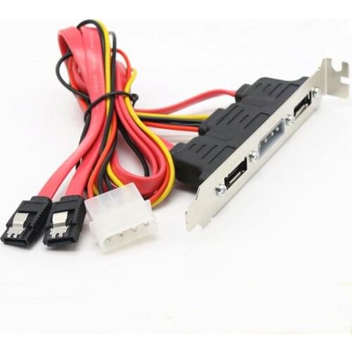Dual SATA to 2 Ports eSATA + 4 Pin IDE Power PCI Bracket Slot Cable