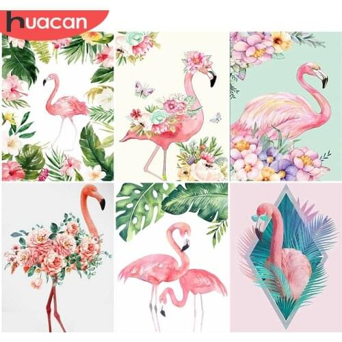 HUACAN 5D DIY Diamond Painting Flamingos Full Drill Square Diamond Embroidery Animal Diamond Mosaic Handmade Gift Home Decor