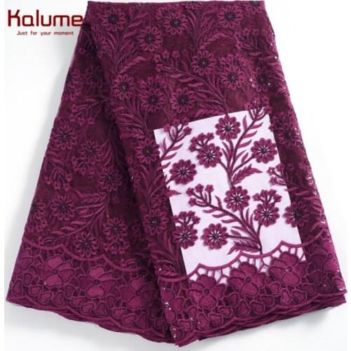 Kalume Sequins Milk Silk Lace High Quality African Lace Fabric With Sequins Nigerian Tulle Lace Fabric For Wedding Dress F2235