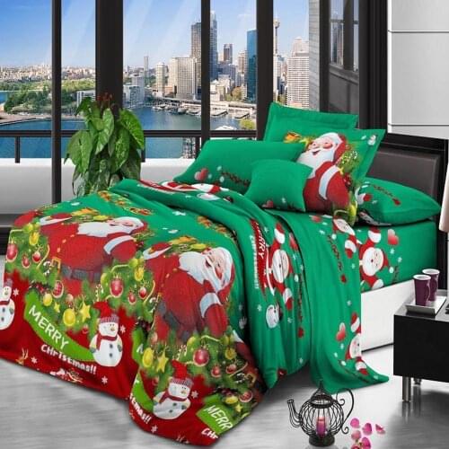 38Christmas Bedding Set Santa Snowflake Print Duvet Cover SET 3 Pieces Santa Claus Pattern Bedding Cover Set Queen Size with 2